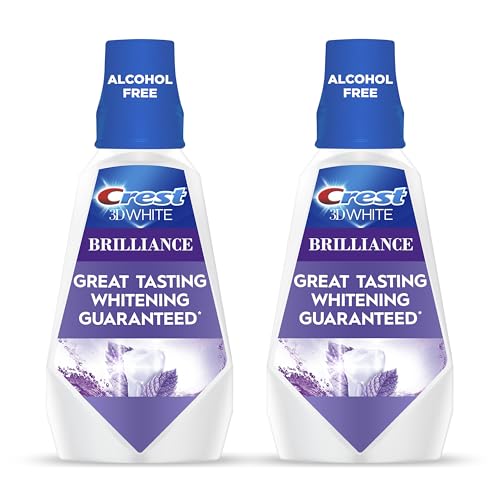 Crest Mouthwash/Mouth Rinse, 3D White Brilliance Whitening, Alcohol Free, Clean Mint, 2x1L (33.8 fl...