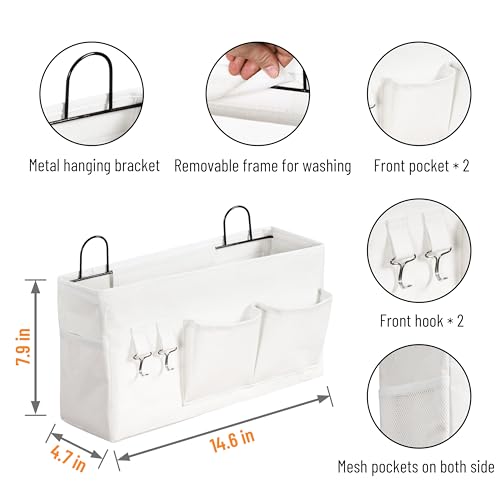 2pcs Large Wall Hanging Storage Bag, Door Closet Linen Fabric Pockets Organizer, Waterproof Multi Functional for Living Room Bedroom Bathroom Kitchen Office RV Camper with Hooks White - Image 4