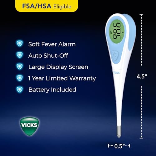 vicks speedread digital thermometer for baby kids amp adults color-coded readings oral baby rectal thermometer or under the arm water resistant