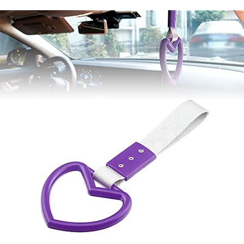 idain Car Rear Bumper Warning Ring Heart-Shaped Decorative Loops Car Handle Strap Charm for Car Interior Exterior Decoration (Purple) Cover