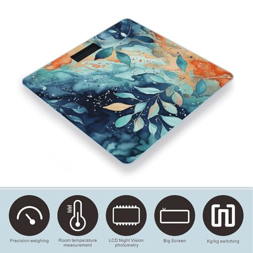 Báscula digital para baño con diseño acuarela 26x26 cm miniatura 3