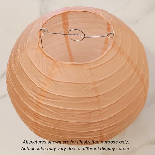 Image of 12 Inch Peach Round Paper lantern,Chinese Japanese Pendant Lamp Shade(Set of 5, Peach)