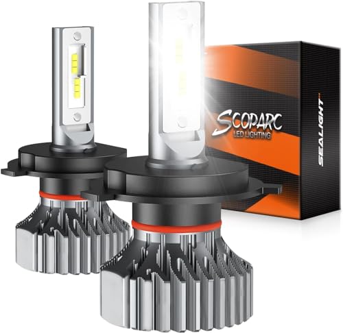 SEALIGHT 𝗛𝟰 𝗟𝗘D 𝗛𝗲𝗮𝗱𝗹𝗶𝗴𝗵𝘁 𝗕𝘂𝗹𝗯𝘀, 64000LM 60W 6500K Cool White, 1:1 Size Plug and Play, 10Year Lifespan,𝗛𝗕𝟮 𝟵𝟬𝟬𝟯 Fog Light Bulbs, Pack of 2