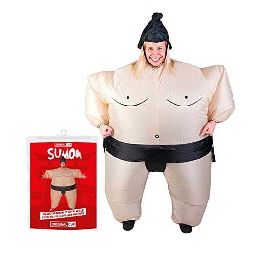 AirSuit® Disfraz de Sumo Inflable | Traje Inflable Peculiar | Tamaño Adulto | Poliéster Cómodo | Resistente | Sistema de inflación Incluido | OriginalCup®