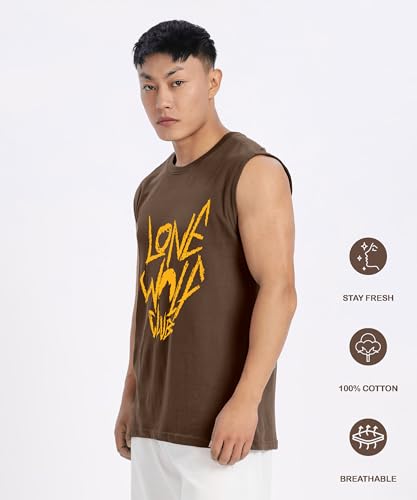 Image of SHODOX Men's 100% Cotton Tank Tops Round Neck Sleeveless Sports Loose fit Vest (Pack of 1)