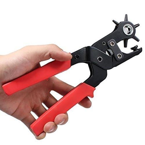 6-Size Heavy Duty Leather Hole Punch Pliers – 9 Inch, Steel, For Belts, Leather, Rubber & Crafts