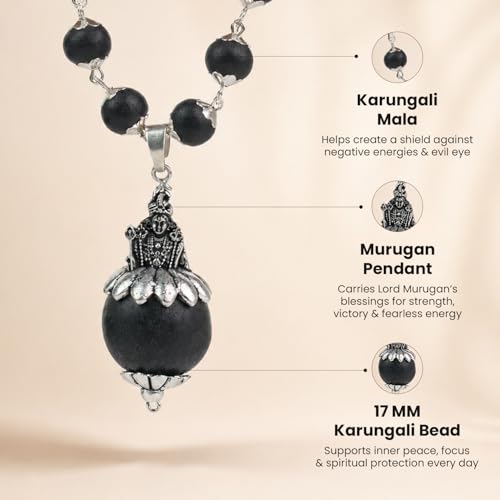 Image of Astrotalk Karungali Murugan Raksha Mala | Karungali Mala with Murugan Pendant for Protection, Positivity & Courage | Spiritual Pendant for Women & Men | Good Luck Gift for Man & Woman