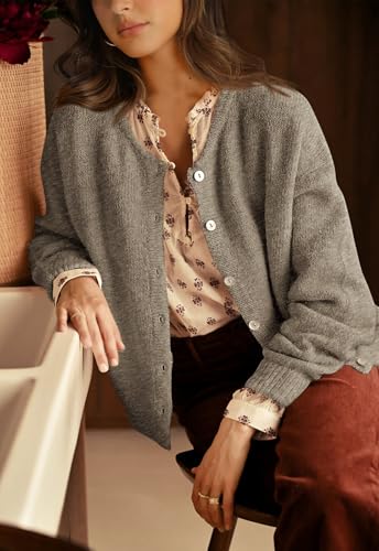 Image of PRETTYGARDEN Long Sleeve Crewneck Button Down Womens Sweaters Fall Open Front Chunky Cardigan Sweaters for Women 2026