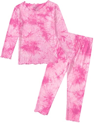 Jimonda Kids Soft Rayon From Bamboo Sleepwear Long Sleeve Boys Girls Pajama Outdoor 2-Piece tops&pant Casual sets Tie Dye PJ