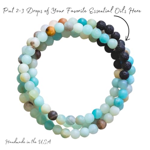 Essential Oil Lava Rock Diffuser Bracelet - HANDMADE IN THE USA - Aromatherapy Gemstone Bracelets for Women - Relaxation Gift for Women2