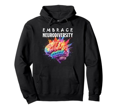 Embrace Neurodiversity, Rainbow Color Brain Neurodivergent Sudadera con Capucha