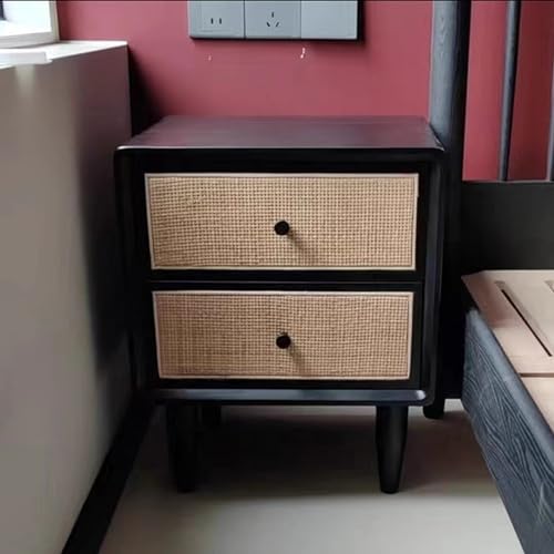 Nachttische Retro, Schlichter Nachttisch aus Holz mit 2 Schubladen,...