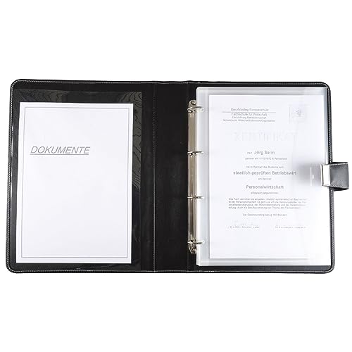 Image of Alassio 31513 Document Folder A4 with 4-Ring Mechanism Nappa Leather Black