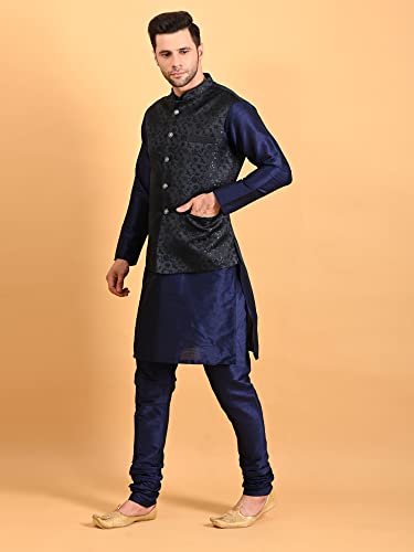 Image of Uri and MacKenzie Men's Silk Blend Kurta Pajama with Designer Ethnic Nehru Jacket /Modi Jacket