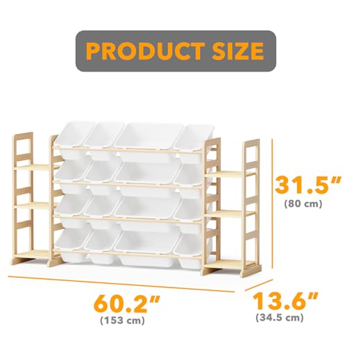 Image of SpaceAid Toy Storage Organizer with 6 Shelves and 16 Bins, Toy Organizers Storage Bookshelf, Kids Bin Shelf Toys Box Bookcase for Bedroom Playroom Organization Room Decor, White