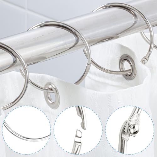 40 Stück Gardinenringe zum Öffnen, 50mm Vorhang Hängend Ringe, Vorhangringe Metall, Geeignet für Vorhänge und Vorhangstangen für Schlafzimmer und Badezimmer (Silber)