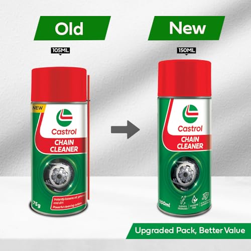 Image of Castrol Chain Cleaner for Bikes (150ML) | Instantly Breaks Down Oil, Grease & Dirt | Deep Cleaning for Maximum Performance | Prepares Chains for Lubrication | Safe for All Chain Types