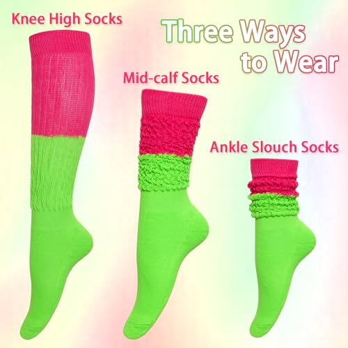 Image of Gvhntk Slouch Socks Women 80s 90s Scrunch Socks Extra Long Slouchy Sock Knee High Sock