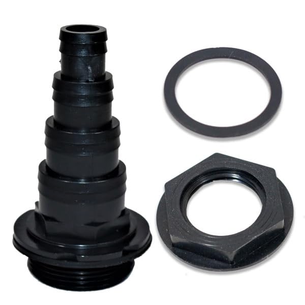 1.5” BSP 4-Stepped Hosetail & Threaded Backnut – Flexible Hose (20mm, 25mm, 32mm & 38mm ID) | Barbed Hose Fitting | Multi Hose Adaptor | Corrugated Pond Pipe | Supplied with Sealing Washer & Backnut — image 1
