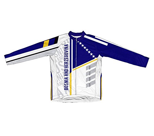 ScudoPro Bosnia and Herzegovina Long Sleeve Cycling Jersey for Men - Size 2XL White