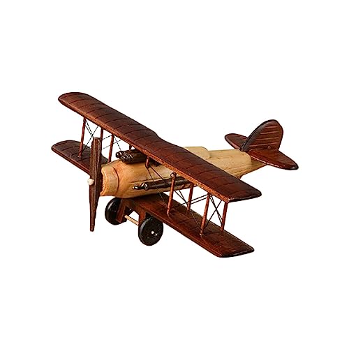 Uposao modelo de avión retro, modelo Davion vintage Planeador hecho a mano de madera de avión mini biplano modelo de avión juguetes decoración artesanal para el hogar café oficina