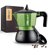 OGNI ORA Stovetop Espresso Maker Moka Pot, Green 6 Cup(300 ml) Camping Coffee Pot Double Valve Desig
