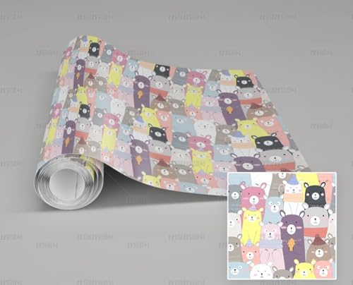 Papier peint autocollant ours vinyle imperméable lavable et repositionnable - 2