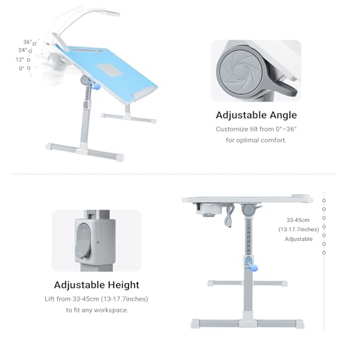 Image of iXTRA Adjustable Laptop Lap Desk with Cooling Fan USB Light for Adults