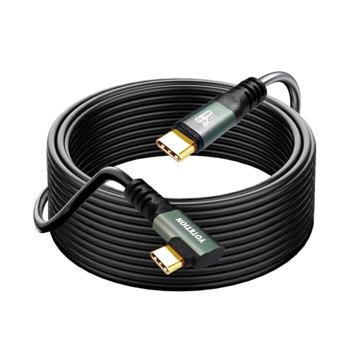Câble USB C-C 4,6m branché à angle droit pour streamer en 4K60Hz depuis le canapé