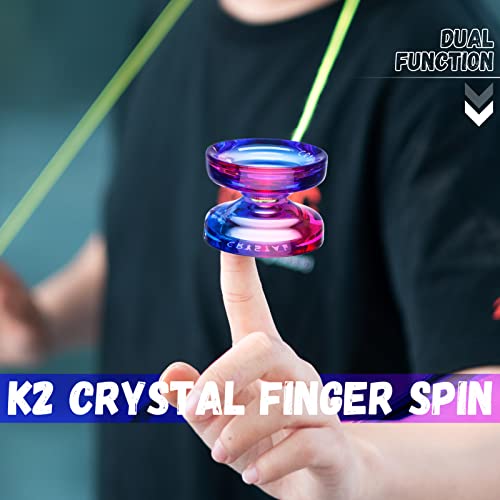 magicyoyo k2 crystal responsive yoyo for kids 8-12 professional fingerspin trick yo yo for advanced dual purpose mode with unresponsive bearing12 yo yo stringsyo-yo case bag pink purple gradient