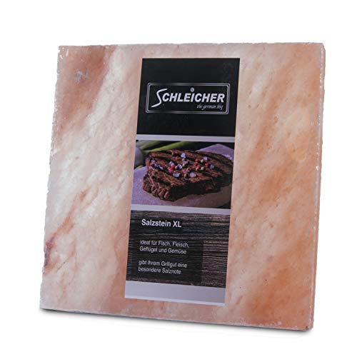 Schleicher® Premium BBQ Grill Salzstein - Größe XL - 5er Set Salzstein zum Grillen Maße: 20x20x2,5cm reinstes Kristallsalz Salzplatte Salzblock für fantastisches Grillerlebnis für Grill & Backofen