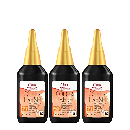 3 x Wella Color Fresh Hair Toner 75ml - 7/74