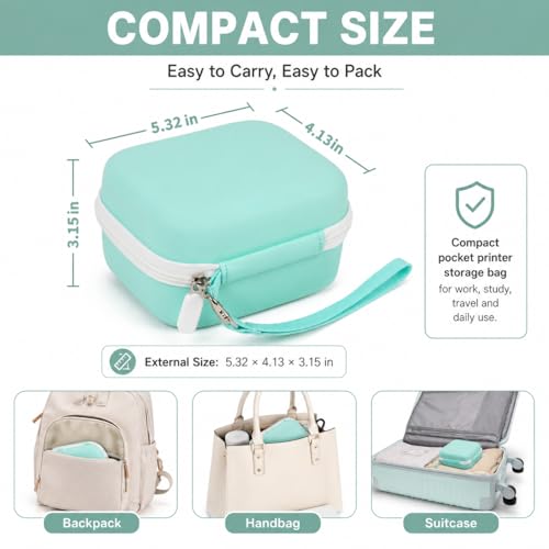 Image of ANKHOH Label Maker Case for Memoking T02 / for Phomemo M02 / M02S / M02 Pro / Q30S / for Nelko PM230 / for Anycash /for Ponek Mini Pocket Printer, Portable Sticker Paper Storage Holder - Box Only (Green)