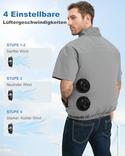 FERNIDA Kühlweste mit 10000mAh 7.4V Akku, Elektrische Kühlende Weste mit 4 Ventilatoren für Sommer, Heißes Wetter, Atmungsaktive Kühlkleidung für Herren und Frauen, XL