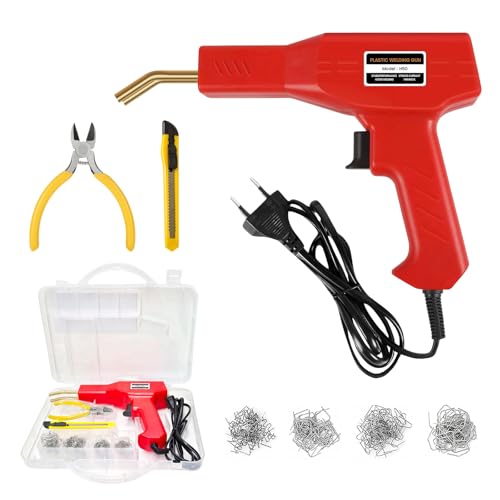 BWBWND Plastic Welder Kit, Hot Stapler Welding Machine with 200PCS 4 Types Staples & Carry Case, Plastic Welder Soldering Tool for Car Bumper Cracks Repair, Car Accessories