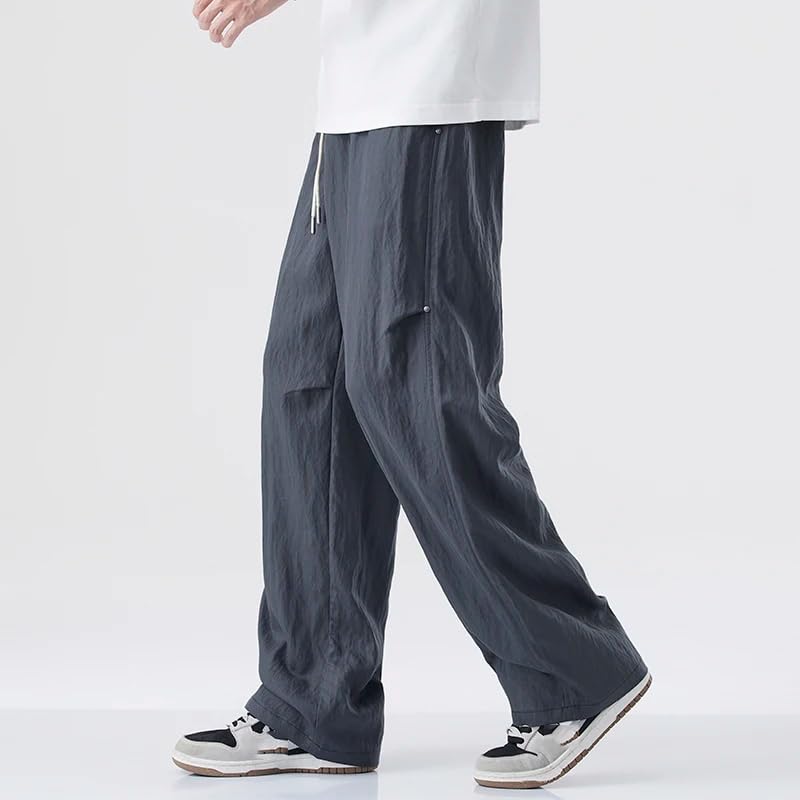 Summer Korean Men's Baggy Thin Cotton Casual Pants Loose Straight Leg Men Trousers3