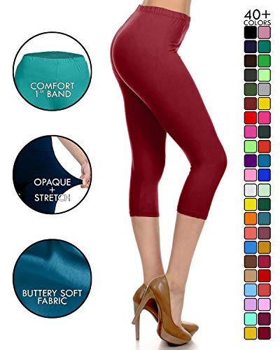 Image of Leggings Depot Women's High Waist Leggings Soft 1 inch Waistband Solid Pants - Regular, Plus, 1X3X, 3X5X