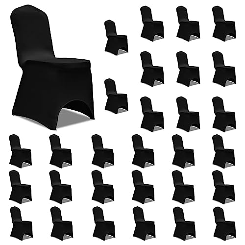 Fundas de silla elásticas para bodas, banquetes y conferencias en color negro