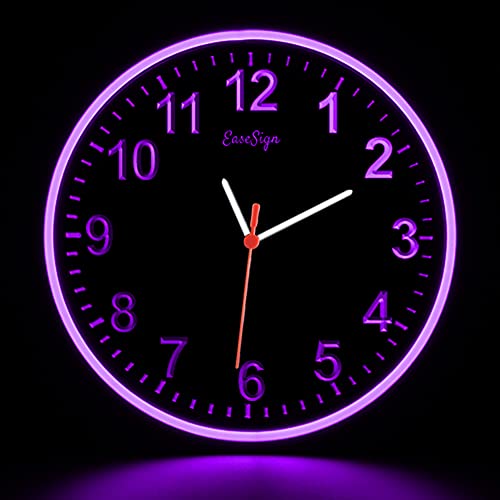 Easesign Home Decor Led Flexible Flex Neon Wall Clock 5 Colors 10" (Purple) #TOP2
