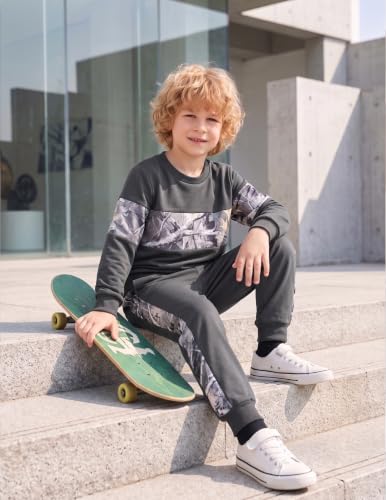 Image of Boys Clothes Color Block Sweatshirt and Pants 2Pcs Boy Sweatsuit | Long Sleeve, Fall Winter Outfits, Pullover Tops, Jogger Pants, School, Casual Wear, Soft, Warm, 3-14 Years