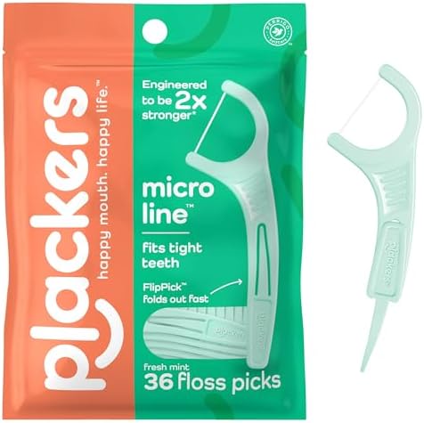 Plackers Micro Line Floss Picks, Mint, 36 Count