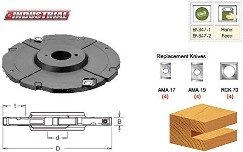 Amana Tool 61362 Insert Carbide Adjustable Grooving Head with Scorers 160mm D x 12.5.0 to 24.0mm CH x 1-1/4 Bore