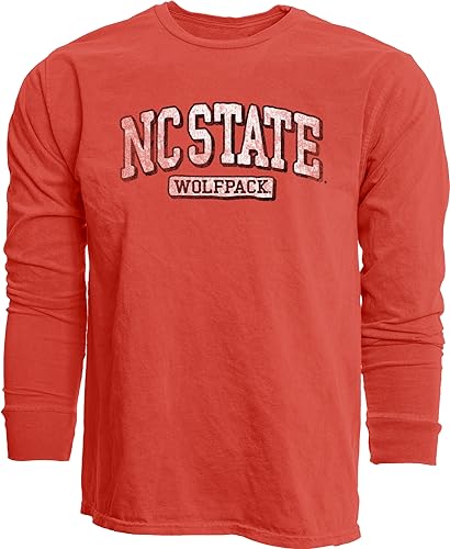 North Carolina State Wolfpack NCAA Officially Licensed Long Sleeve T-Shirt Team Color Dyed Ringspun Vintage, Large
