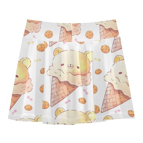 Athletic Shorts for Girls Skorts Cute Bear Ice Cream Waffle Toddler Tennis Skirts Uniform Teen Skirt 3t2