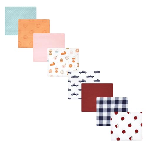 Image of Hudson Baby Unisex Baby Cotton Flannel Receiving Blankets Bundle Set, Pumpkin Spice Apple Orchard, One Size