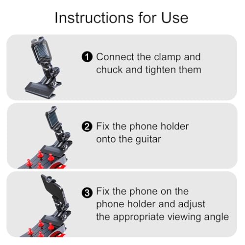 Pince de support de téléphone robuste et rotative pour enregistrement guitare