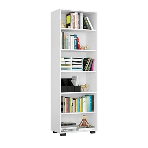 Estante para Livros 5 Prateleiras Veneza Euro Office Siena Móveis Branco Texturizado