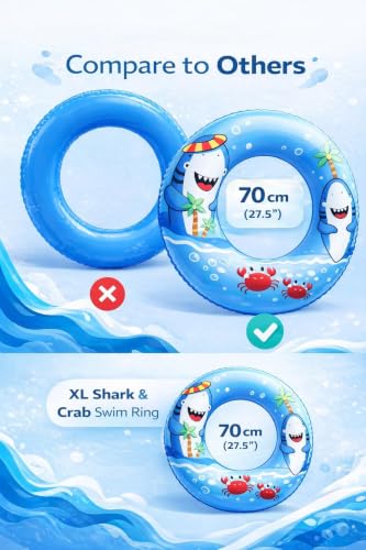 Image of Summer Unicorn Kids Inflatable Swim Ring, Blue Shark Pool Float Tube 1 PCS 70 CM (Multi Design)