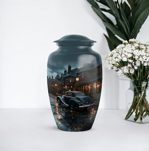 Image of Personalized Car - Funeral Urns For Adult Ashes Women - Large Burial Urn For Human Ashes Adult Male - Cremation Urns For Men - 10 Inch - Large With Velvet Bag - Memorial Urns For Human Ashes