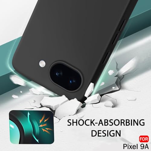 Image of TheGiftKart Genuine Liquid Silicone Back Cover Case for Google Pixel 9A | Soft Micro-Fibre Lining Inside | Camera Protection Bump | Shockproof Back Cover Case for Google Pixel 9A (Silicone, Black)